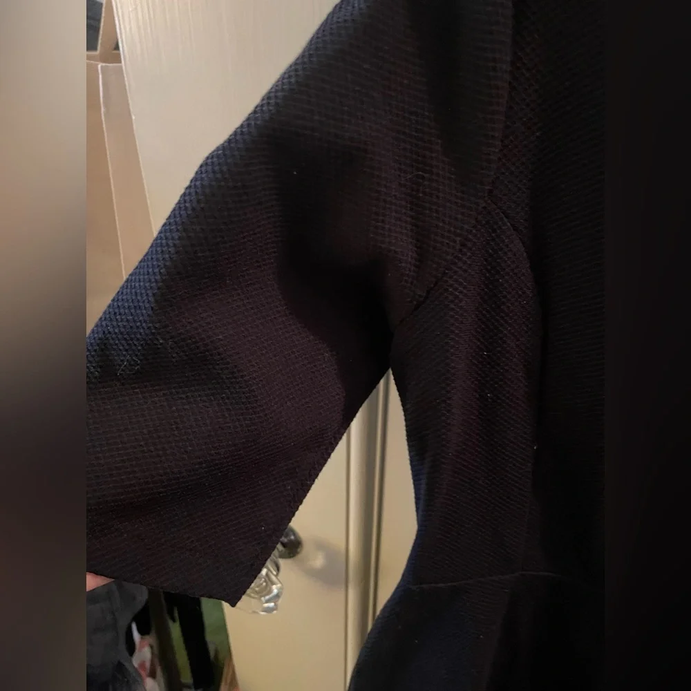 Topshop Skater Fit and Flare Black a Textured 3/4 Sleeve Mini Dress Size 10. - Picture 4 of 5